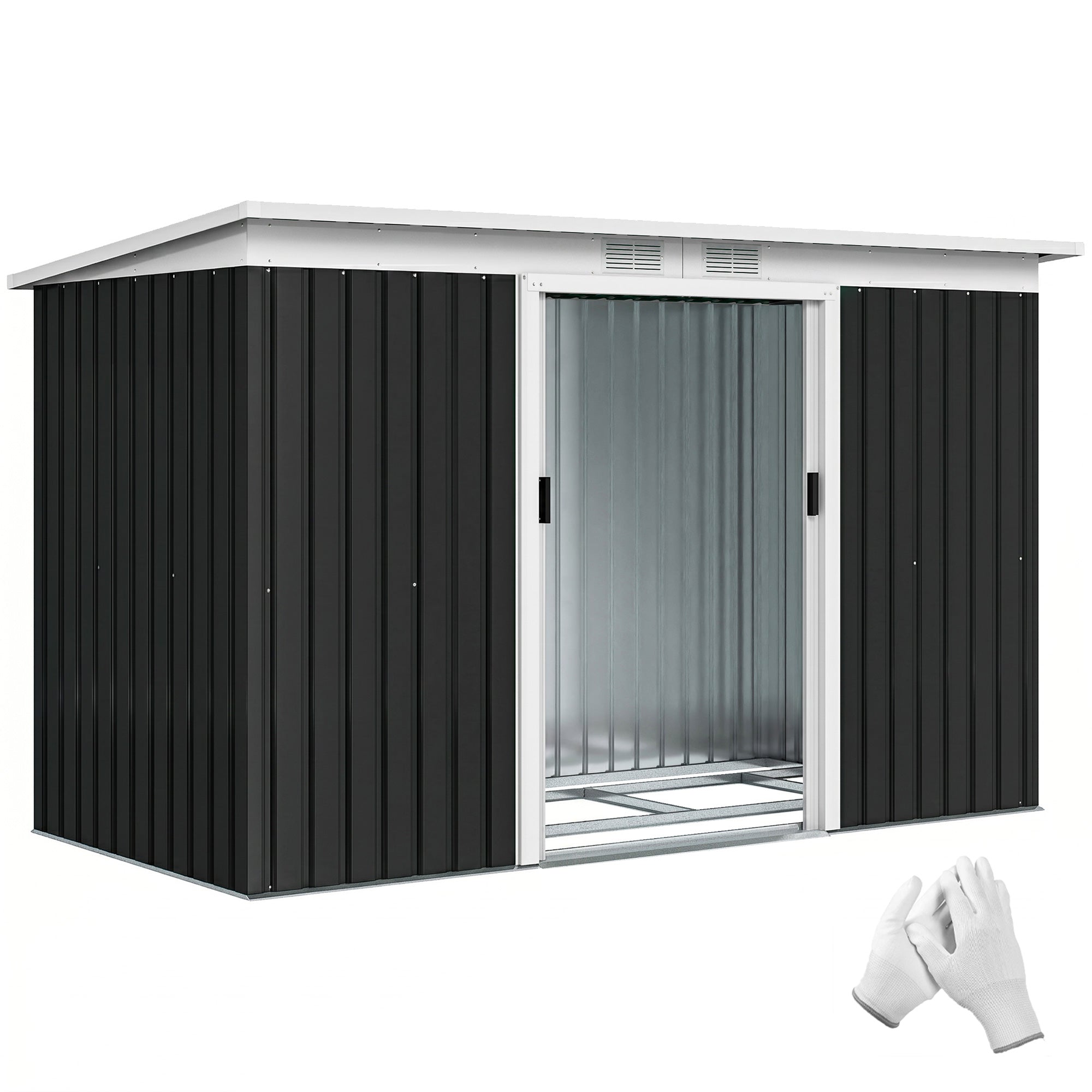 9' x 4' Metal Outdoor Storage Shed, Tool House with Double Lockable Doors for Backyard, Patio, Lawn, Garage