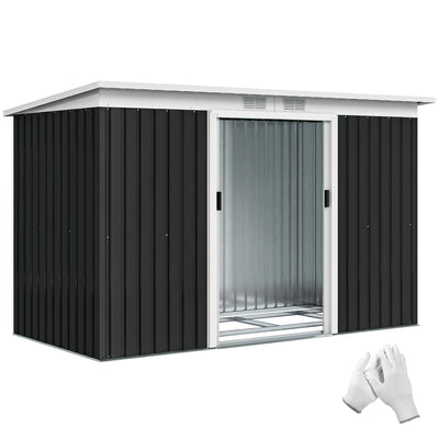 9' x 4' Metal Outdoor Storage Shed, Tool House with Double Lockable Doors for Backyard, Patio, Lawn, Garage