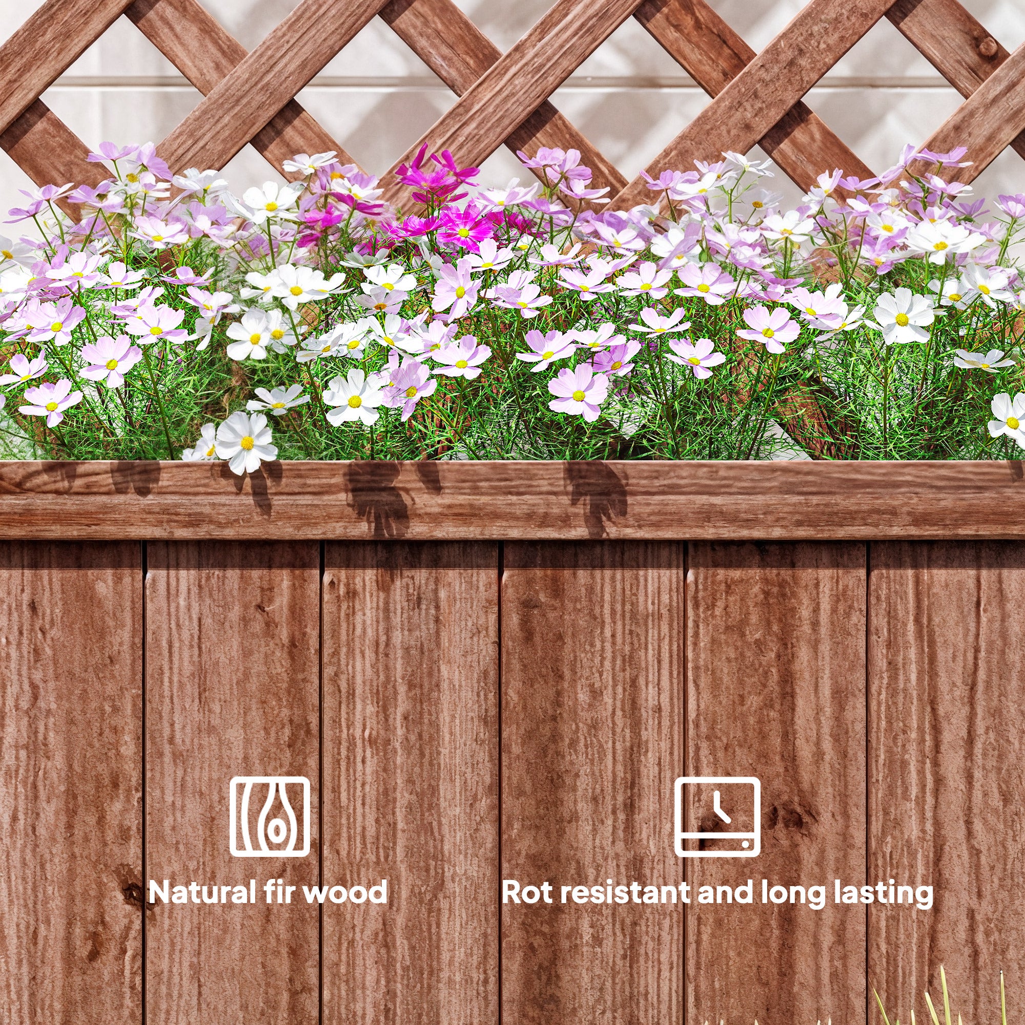 Wooden Raised Garden Bed, Raised Planter Box, Planter with Trellis for Climbing Plants Flowers