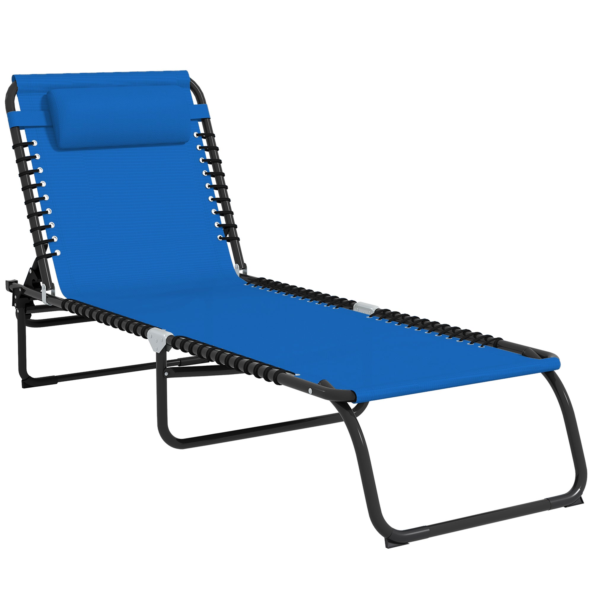 Foldable Chaise Lounge, 3-Position Reclining Back, Portable design and Breathable Mesh for Poolside, Camping, Hiking