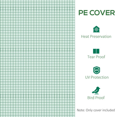 9.8' x 6.6' x 6.6' Plastic Greenhouse Cover Replacement, Heavy Duty Waterproof Tarp for Hoop House, Sheeting with 6 Windows, Door & Reinforcement Grid