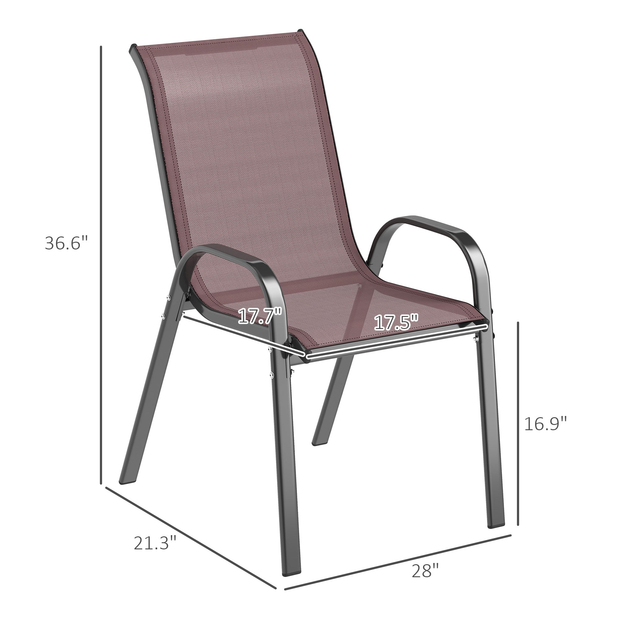 Set of 4 Outdoor Dining Chairs, Stackable Patio Chairs with High Back, Breathable Mesh Seat for Garden Lawn