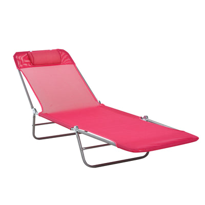 Folding Chaise Lounge Chair, Pool Sun Tanning Chair, Outdoor Lounge Chair with Reclining Back, Breathable Mesh Seat, Headrest for Beach, Yard, Patio