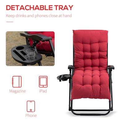 Padded Zero Gravity Chair, Folding Recliner Chair with Cup Holder Cushion