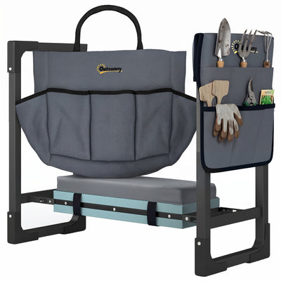 Garden Kneeler and Seat, Heavy Duty Foldable Gardening Stool with Thicker Soft Kneeling Pad, Extendable Steel Leg