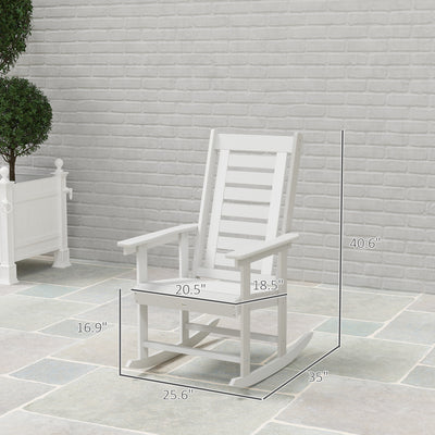 2 Pieces Outdoor Rocking Chairs, HDPE Patio Rockers with 28" High Back, Wide Armrests for Porch Backyard