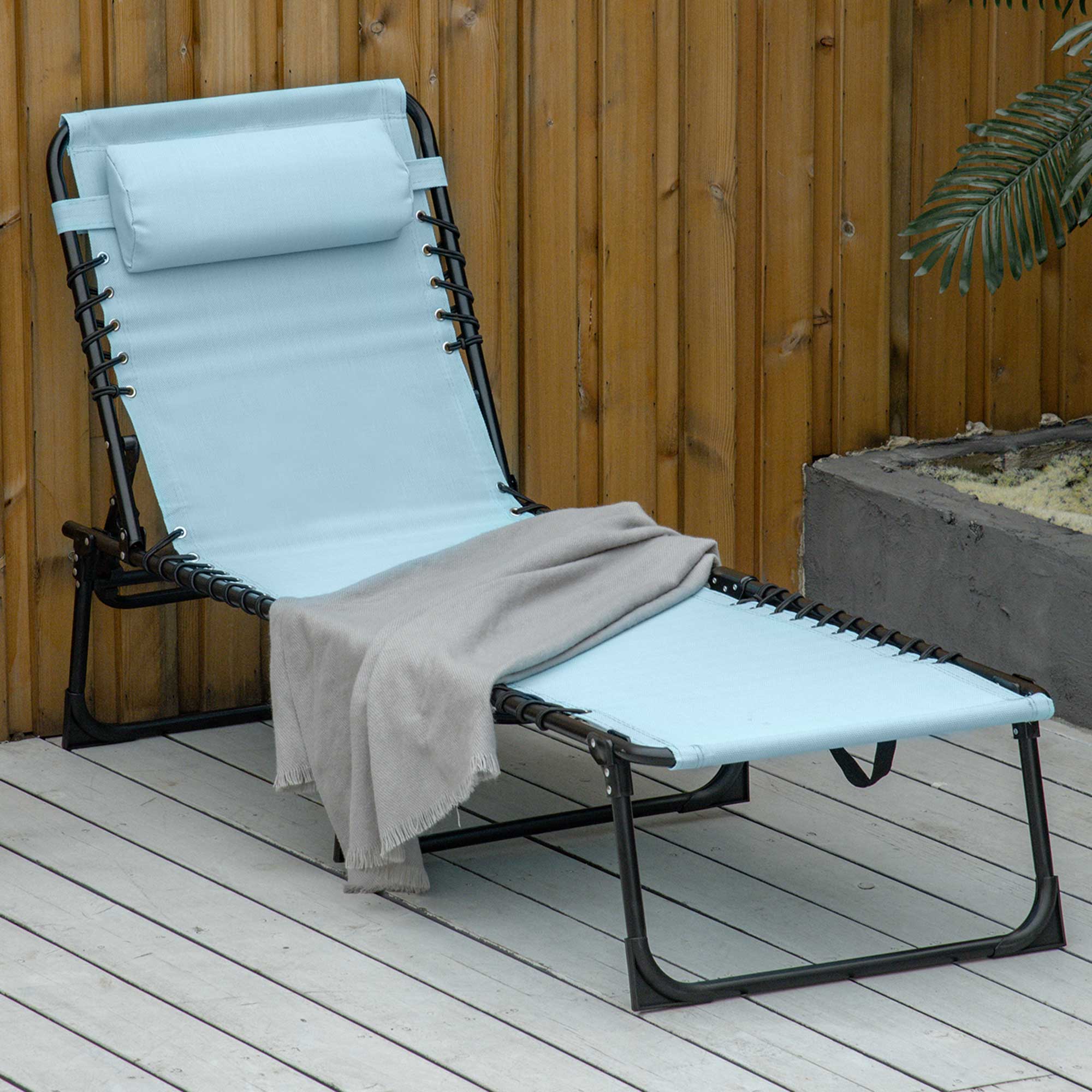 Foldable Chaise Lounge, 3-Position Reclining Back, Portable design and Breathable Mesh for Poolside, Camping, Hiking