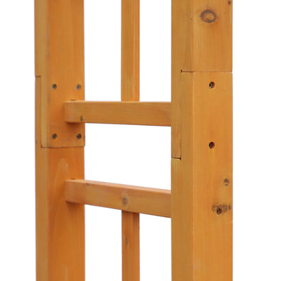 7' Wood Steel Outdoor Garden Arched Trellis Arbor with Natural Fir Wood & Side Panel for Climbing Vines, Orange