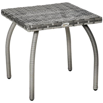 Outdoor PE Wicker Side Table, Small Square Rattan End Table, All-Weather Material Coffee Table for Garden, Balcony, Backyard
