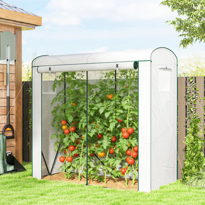 Mini Greenhouse, Portable Greenhouse with Roll-Up Door and 2 Mesh Windows, PE Cover, 78.7" x 29.5" x 74"