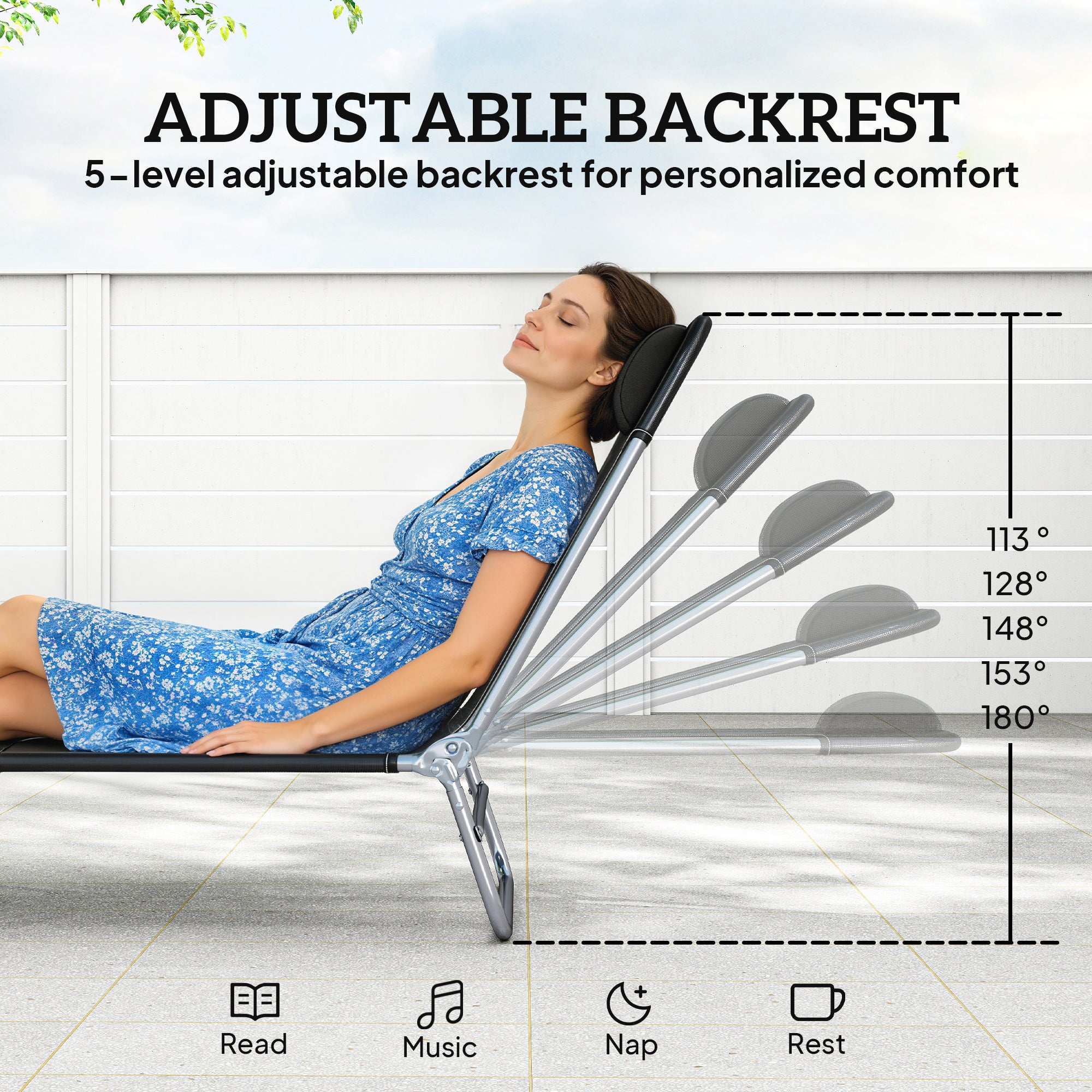 2 Piece Folding Chaise Lounge Chairs, Pool Sun Tanning Chairs with Reclining Back, Breathable Mesh Seat